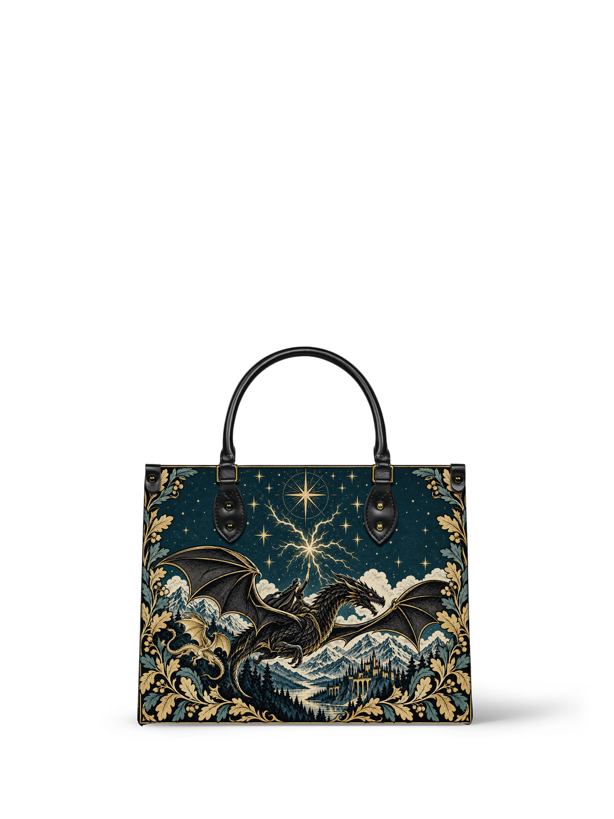 "Stormwing" Black Dragon Leather Handbag