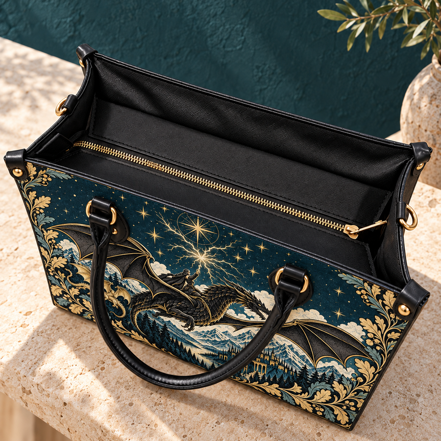 "Stormwing" Black Dragon Leather Handbag