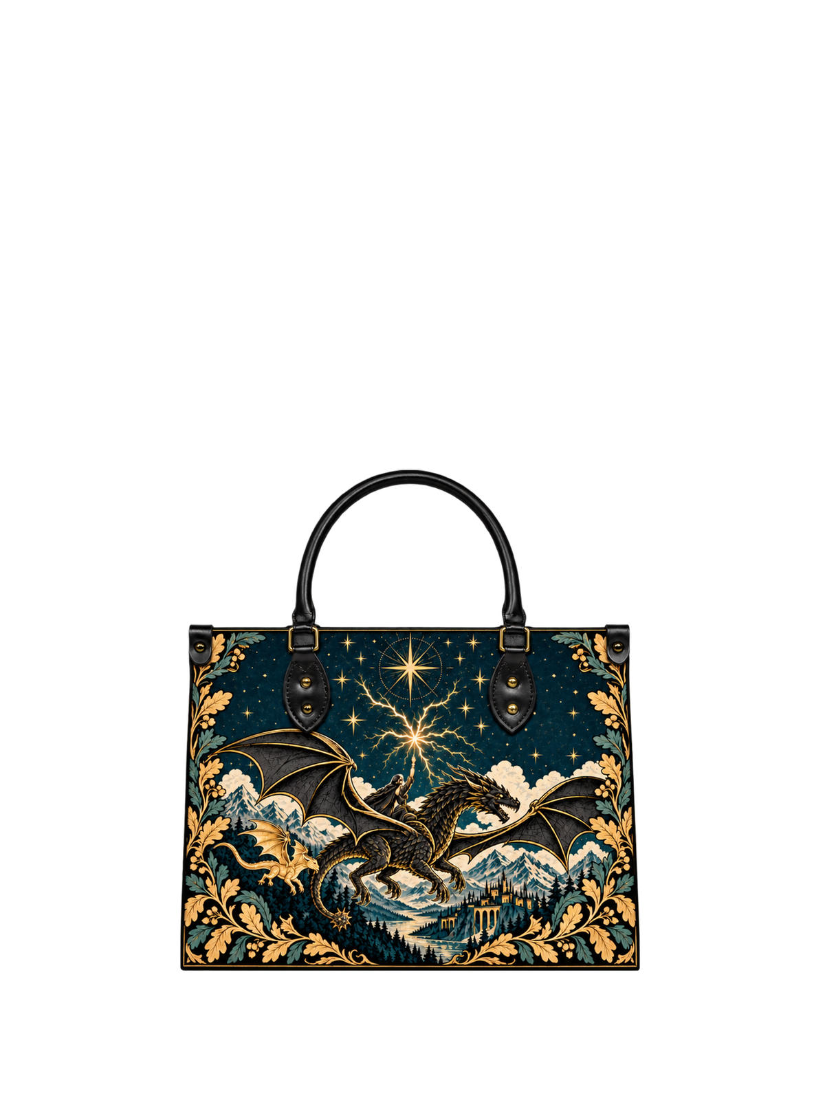 "Stormwing" Black Dragon Leather Handbag
