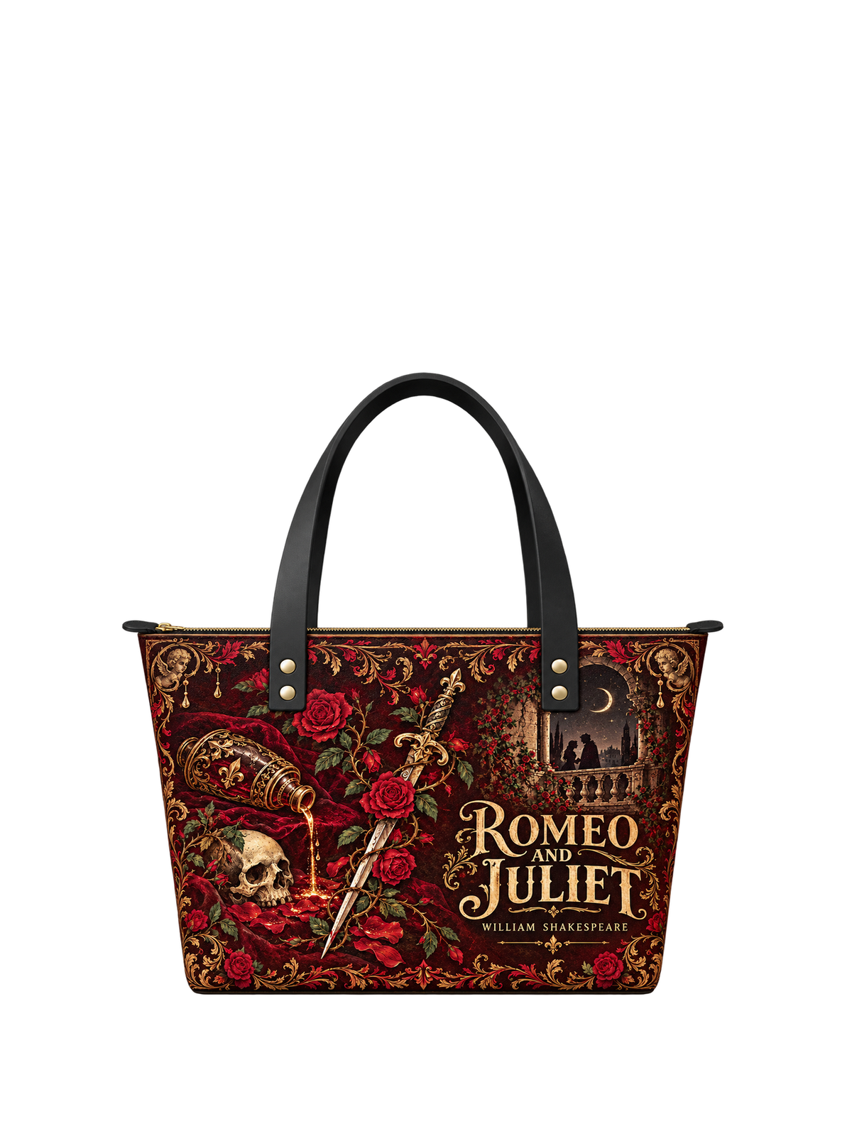 "Romeo And Juliet" Poison Rose Leather Tote Bag