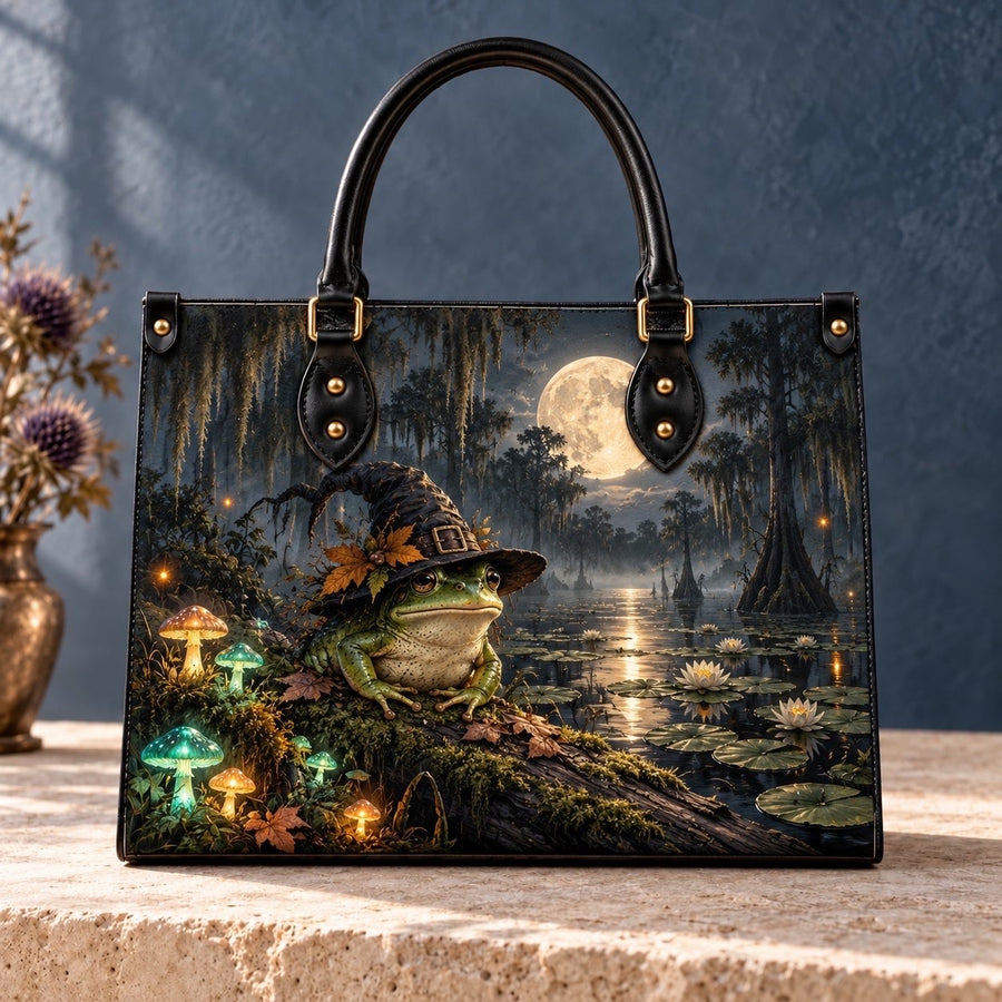 "The Bayou Witch" Moonlit Frog Leather Handbag