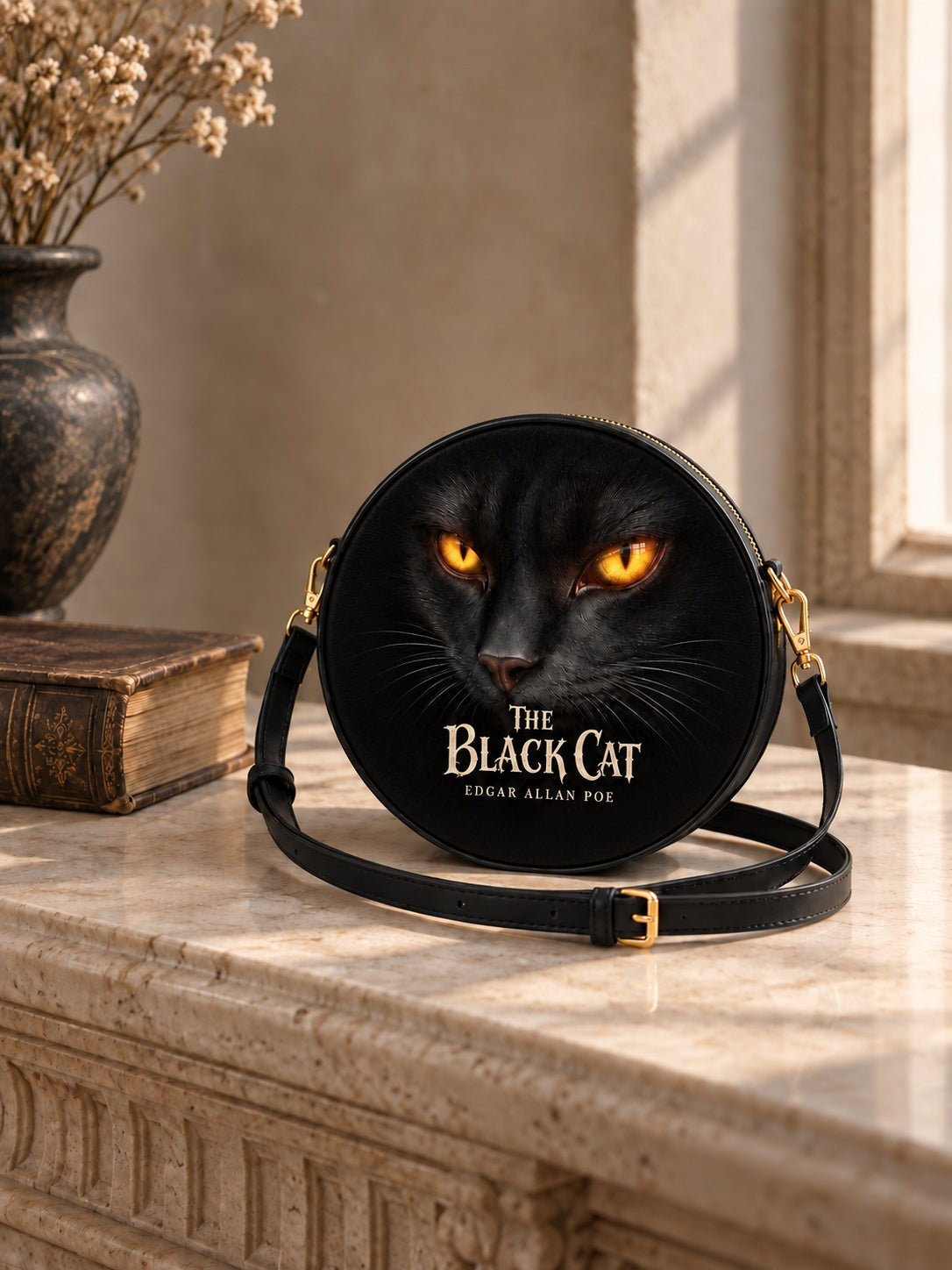 "The Black Cat" Circle Crossbody Bag
