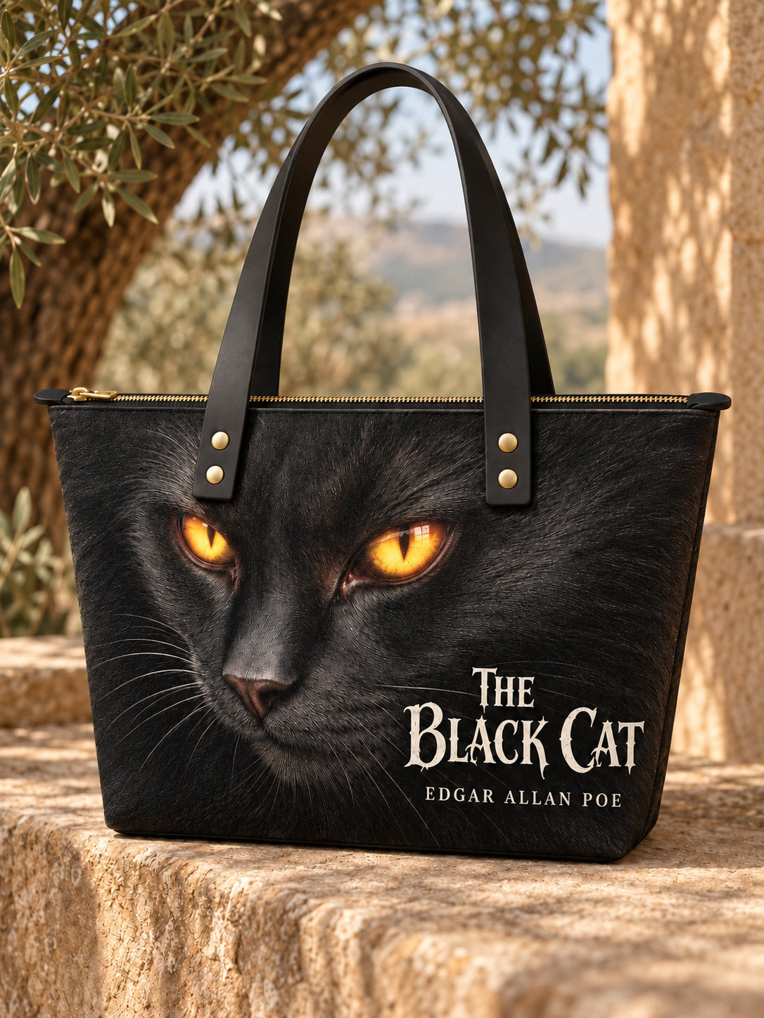 "The Black Cat" Leather Tote Bag