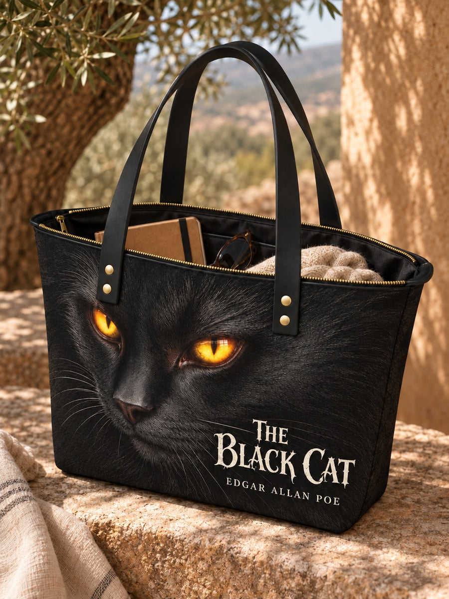 "The Black Cat" Leather Tote Bag