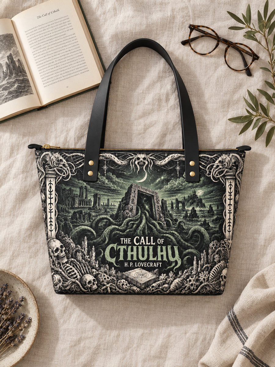"The Call Of Cthulhu" Leather Tote Bag