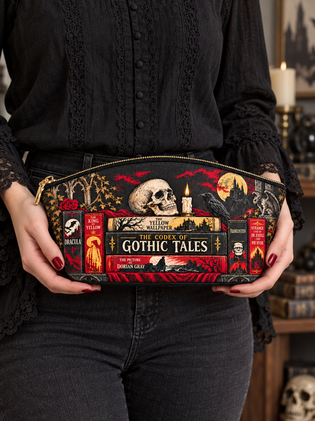 "The Codex of Gothic Tales" Deadlight Black Eclipse Makeup Bag