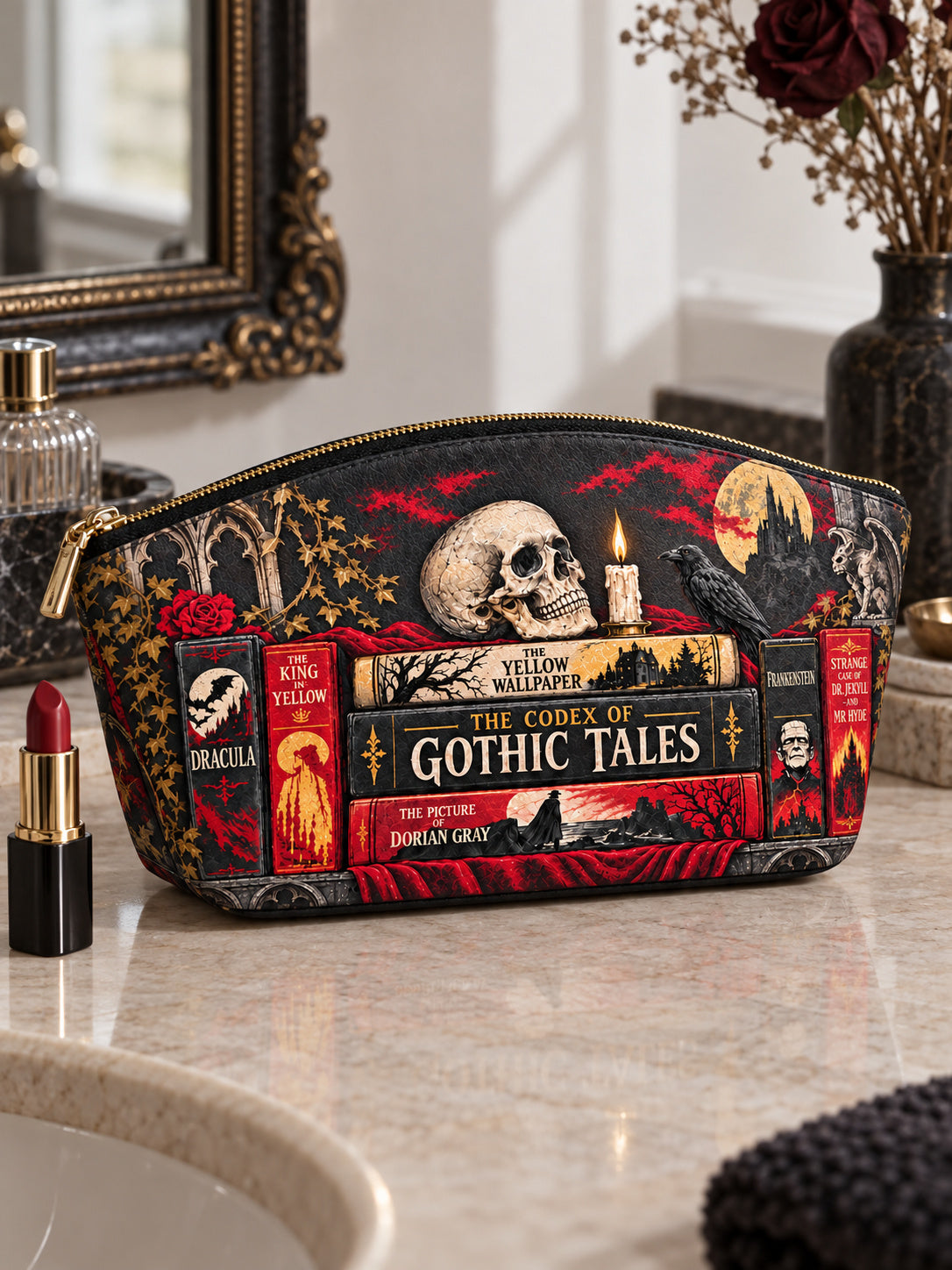 "The Codex of Gothic Tales" Deadlight Black Eclipse Makeup Bag