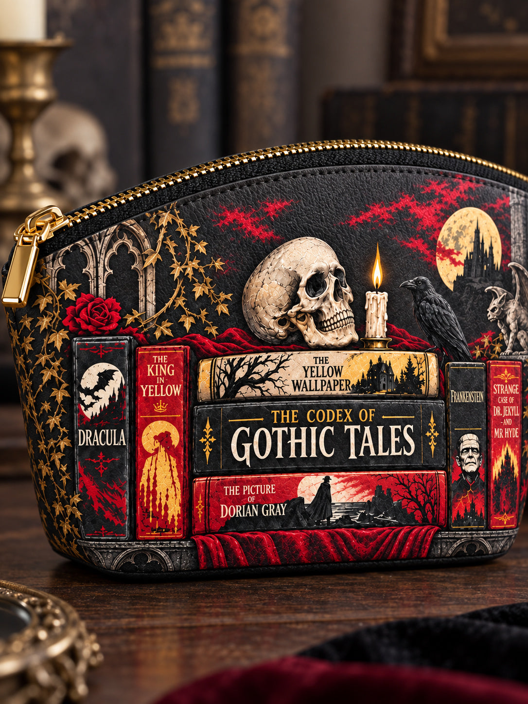 "The Codex of Gothic Tales" Deadlight Black Eclipse Makeup Bag