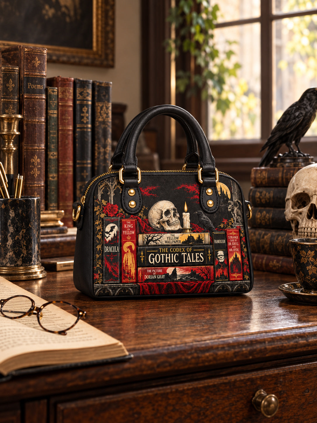 "The Codex of Gothic Tales" Deadlight Black Mini Satchel