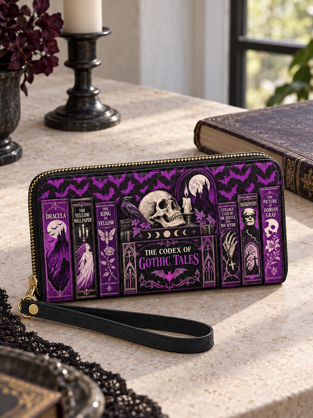 "The Codex of Gothic Tales" Violet Echo Wallet
