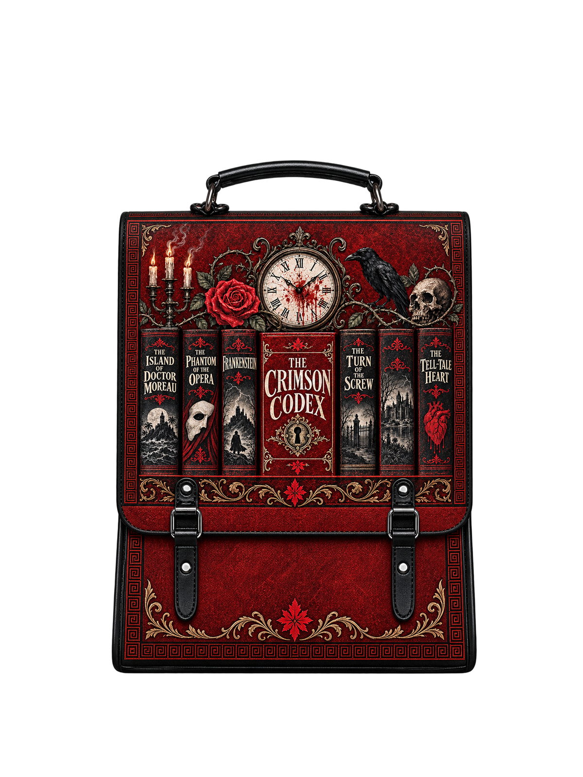 "The Crimson Codex" Leather Backpack