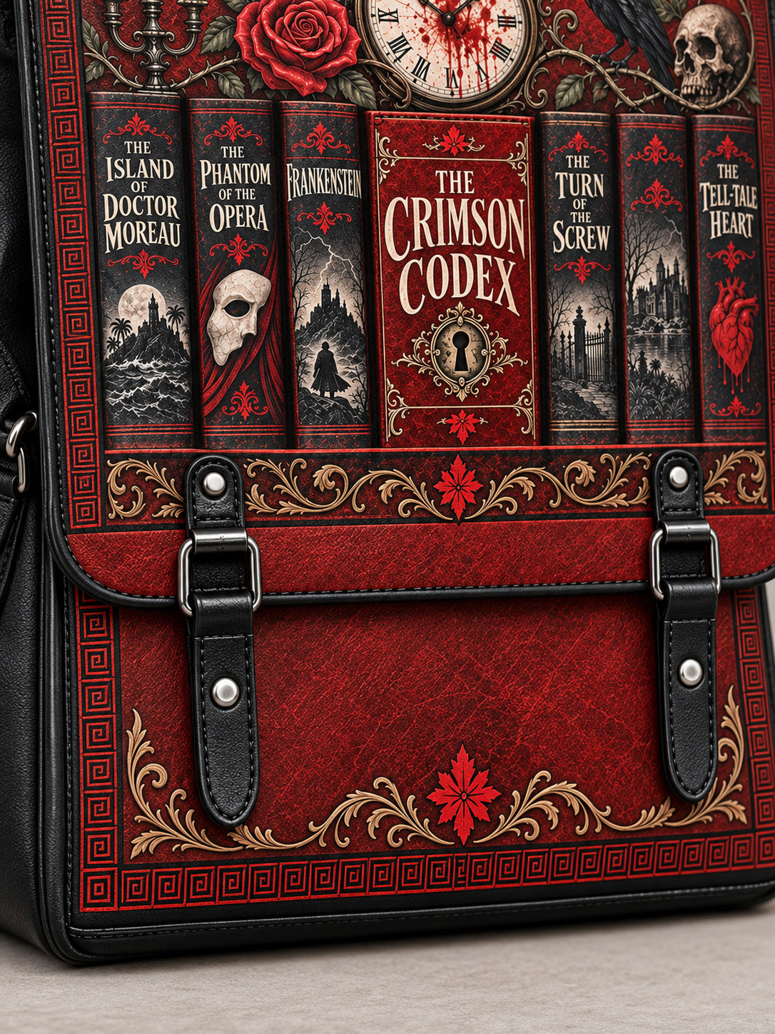 "The Crimson Codex" Leather Backpack
