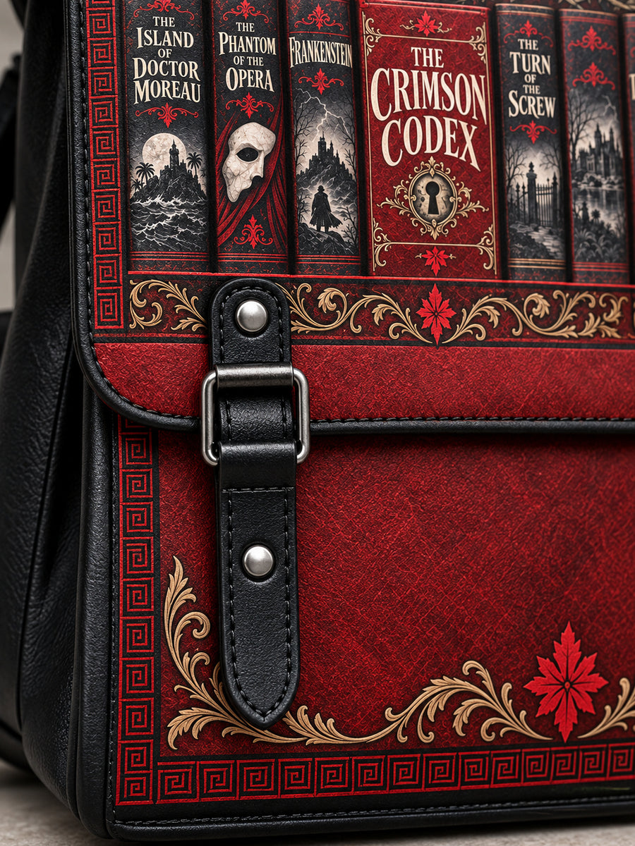 "The Crimson Codex" Leather Backpack