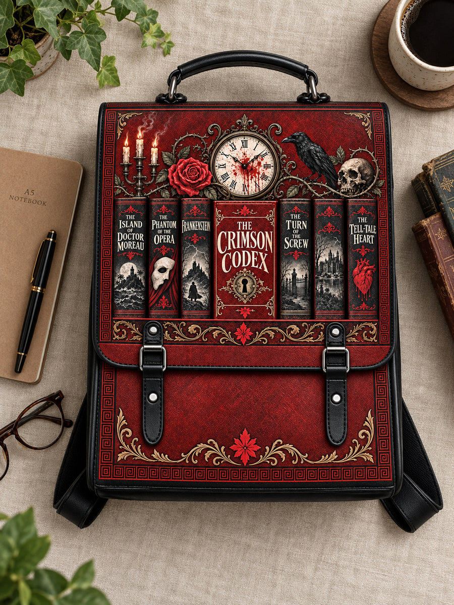 "The Crimson Codex" Leather Backpack
