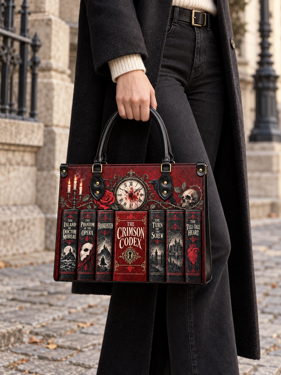 "The Crimson Codex" Leather Handbag