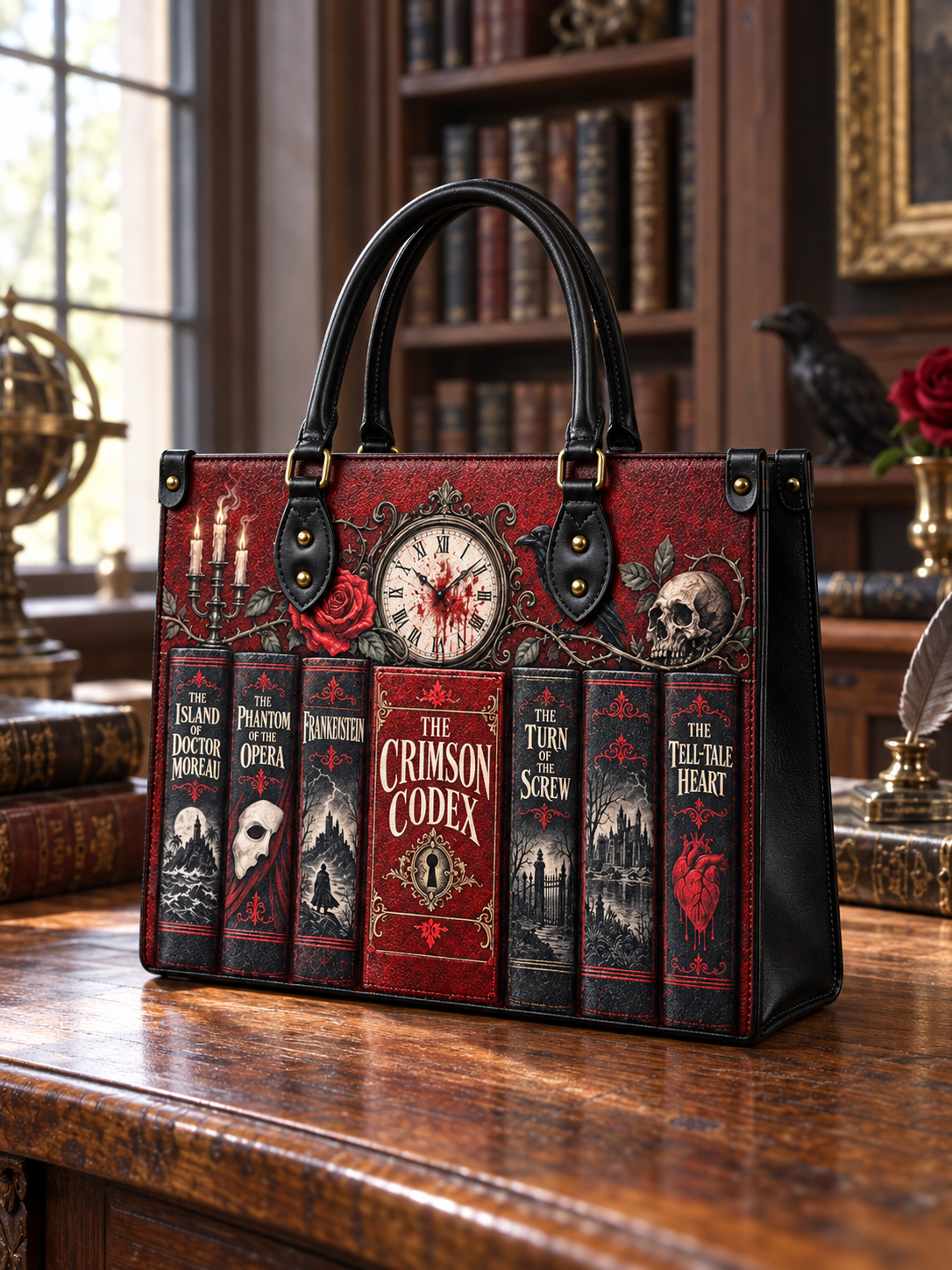 "The Crimson Codex" Leather Handbag