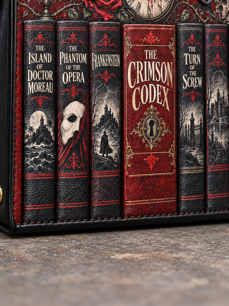 "The Crimson Codex" Leather Handbag