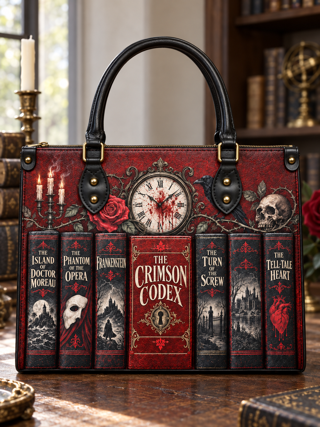 "The Crimson Codex" Leather Handbag