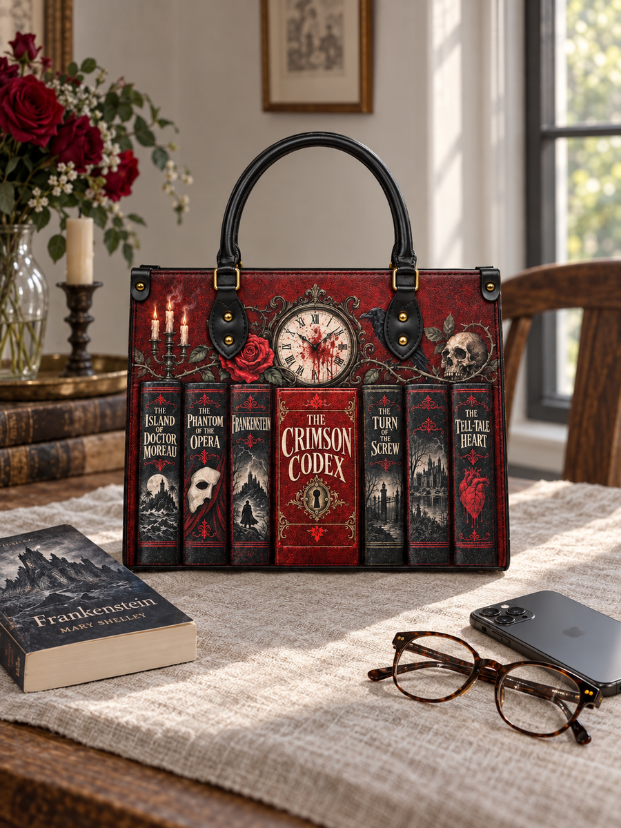 "The Crimson Codex" Leather Handbag