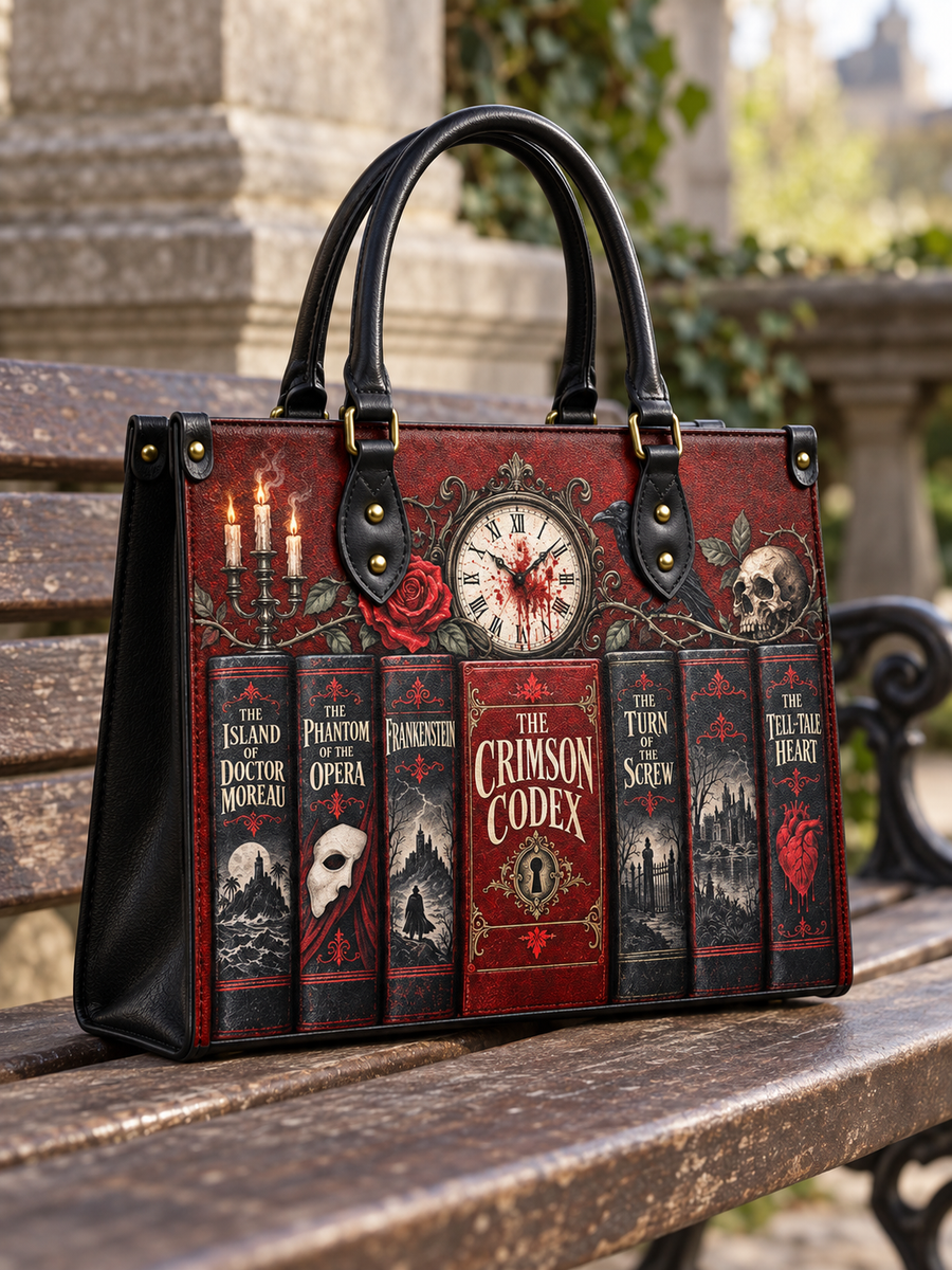 "The Crimson Codex" Leather Handbag