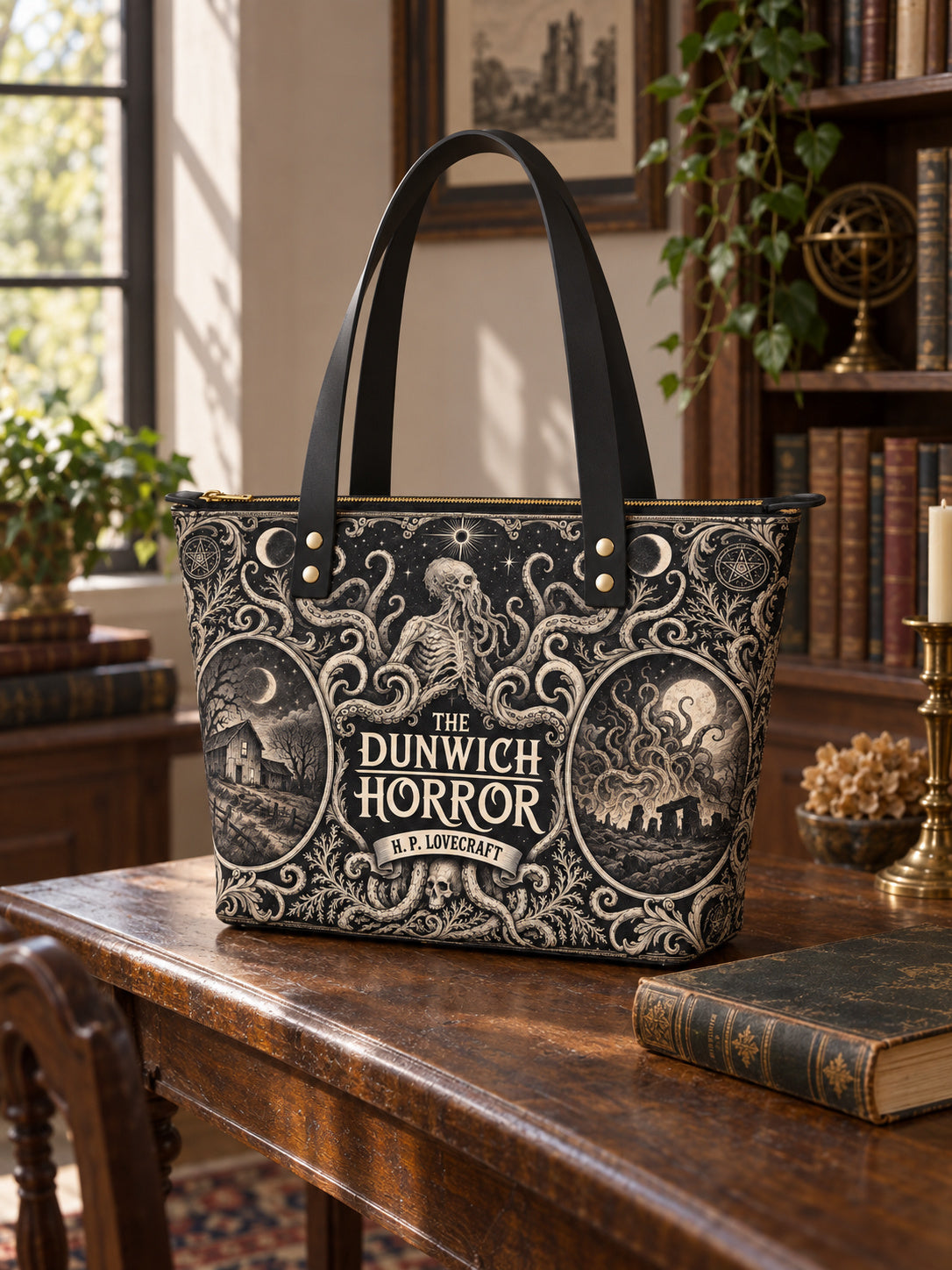 "The Dunwich Horror" Leather Tote Bag