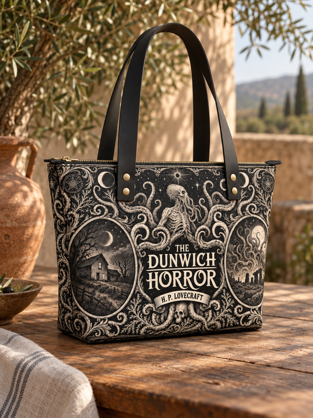 "The Dunwich Horror" Leather Tote Bag