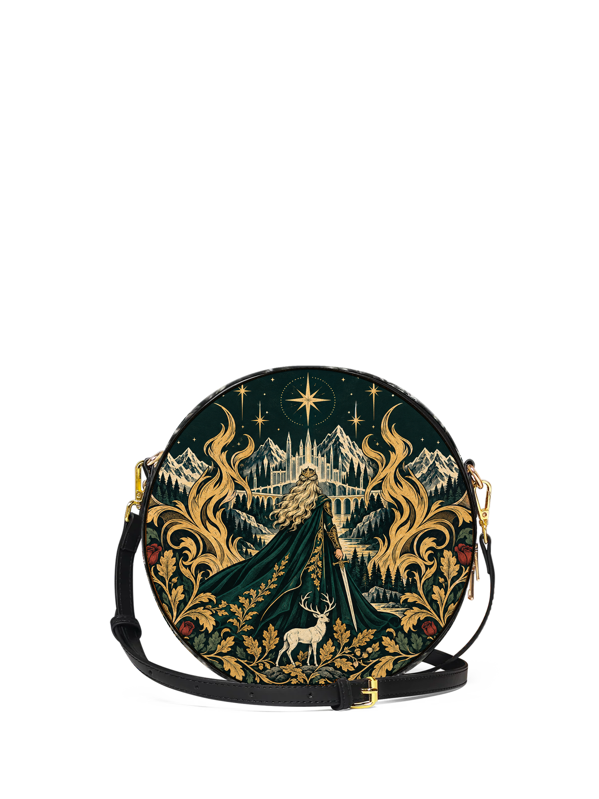 "The Fire Queen" White Stag Circle Crossbody Bag