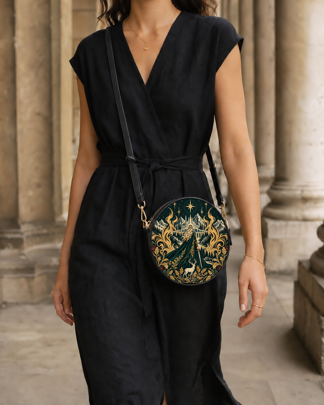 "The Fire Queen" White Stag Circle Crossbody Bag