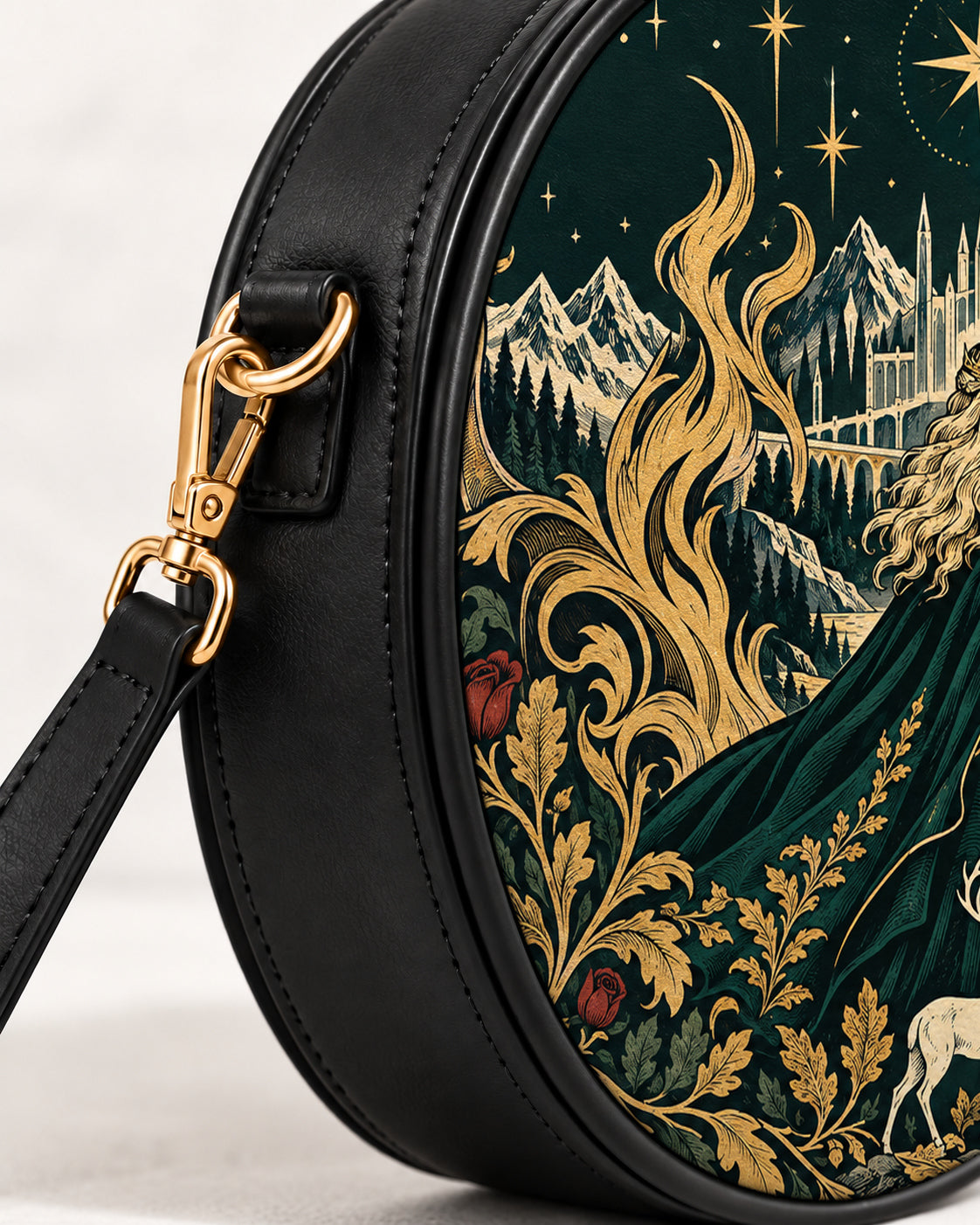 "The Fire Queen" White Stag Circle Crossbody Bag