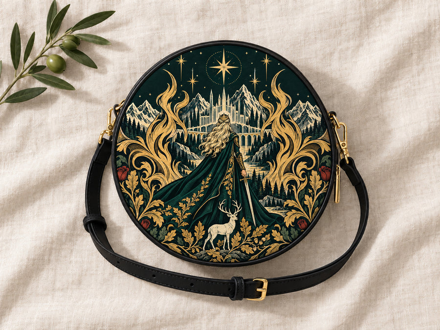 "The Fire Queen" White Stag Circle Crossbody Bag