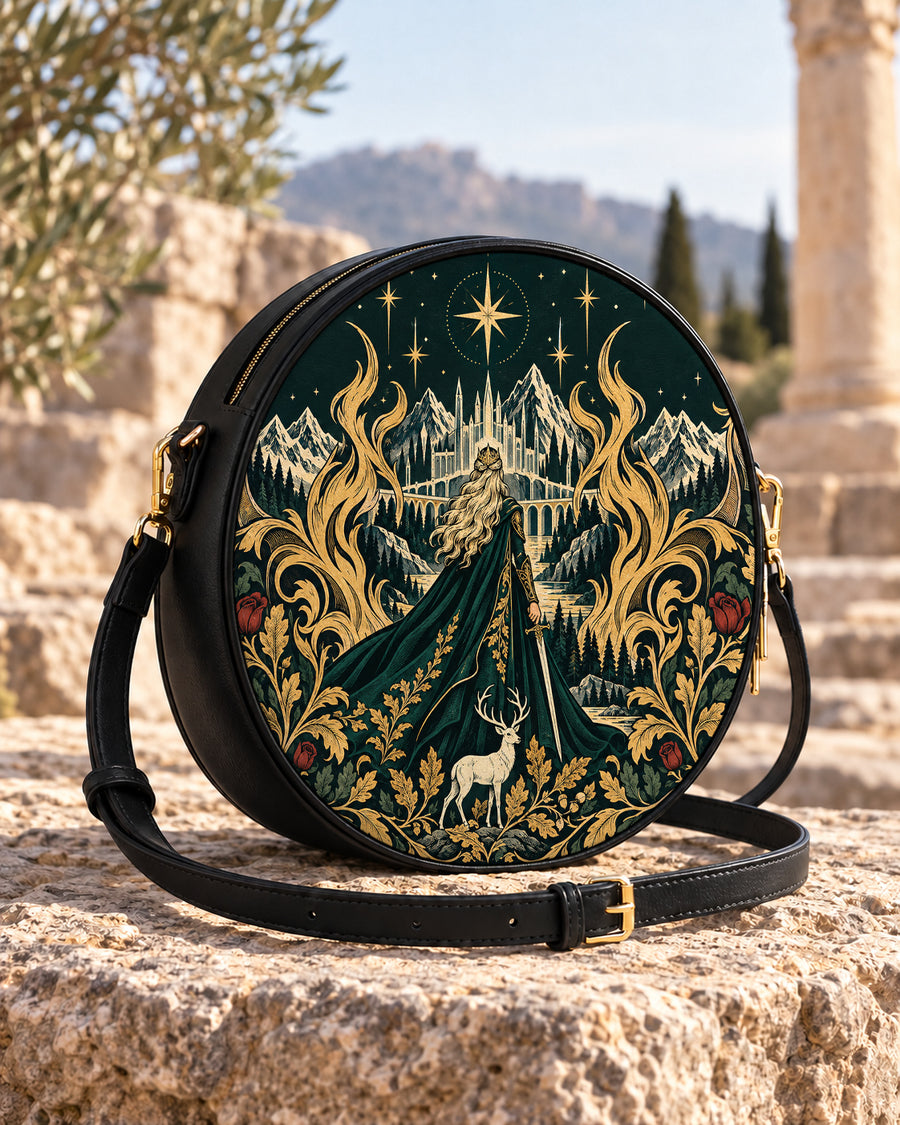 "The Fire Queen" White Stag Circle Crossbody Bag