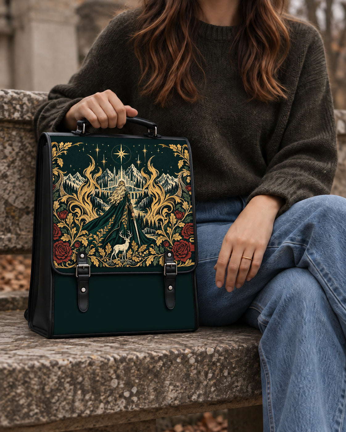 "The Fire Queen" White Stag Leather Backpack