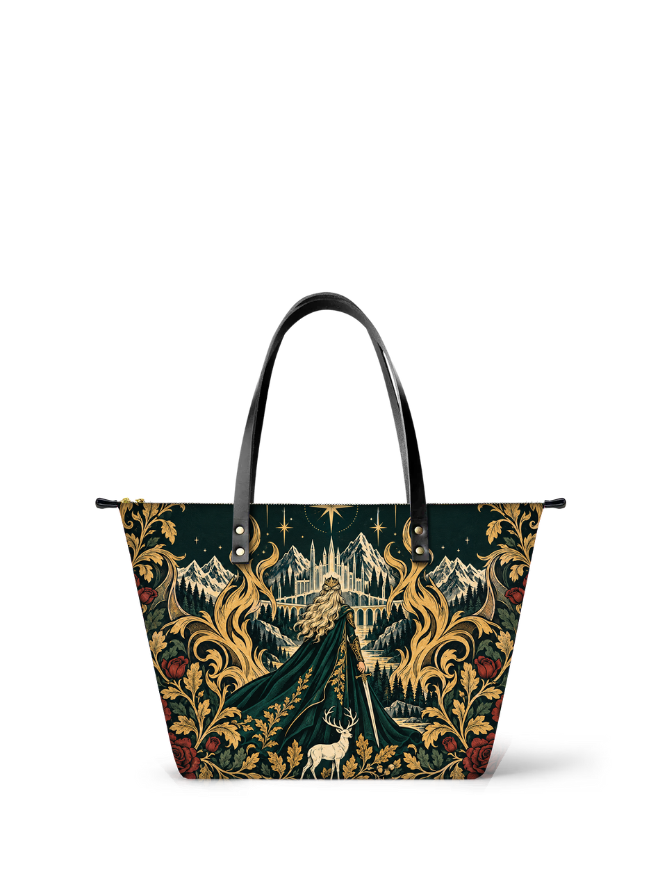 "The Fire Queen" White Stag Leather Tote Bag