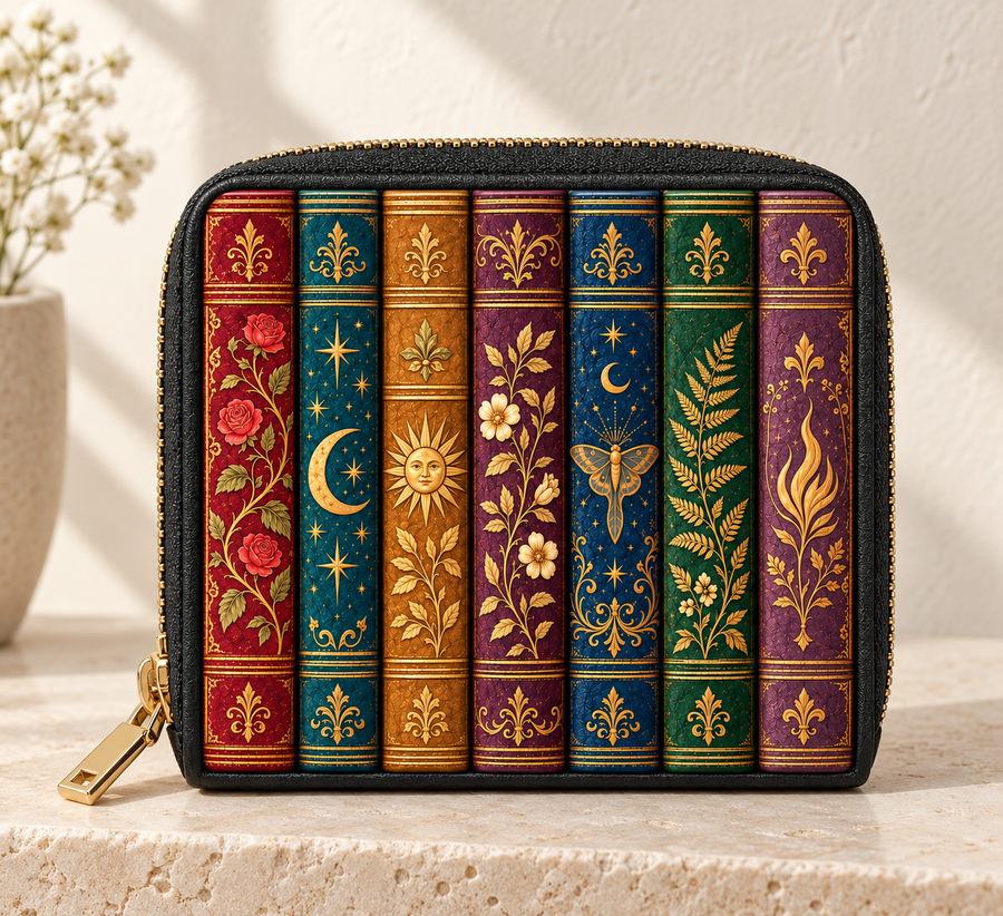 "The Gilded Shelf" Book Spines Mini Wallet