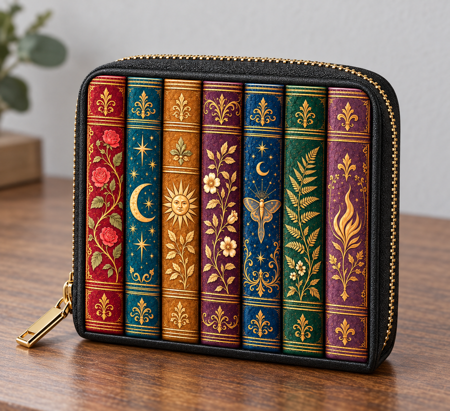 "The Gilded Shelf" Book Spines Mini Wallet