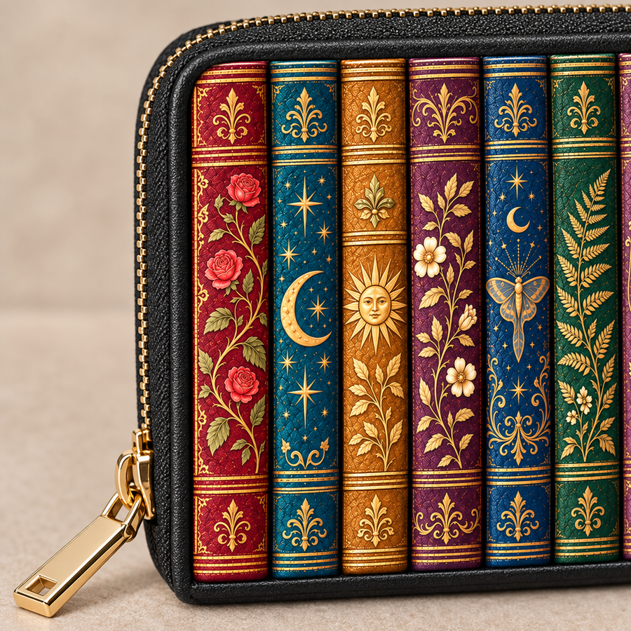 "The Gilded Shelf" Book Spines Mini Wallet