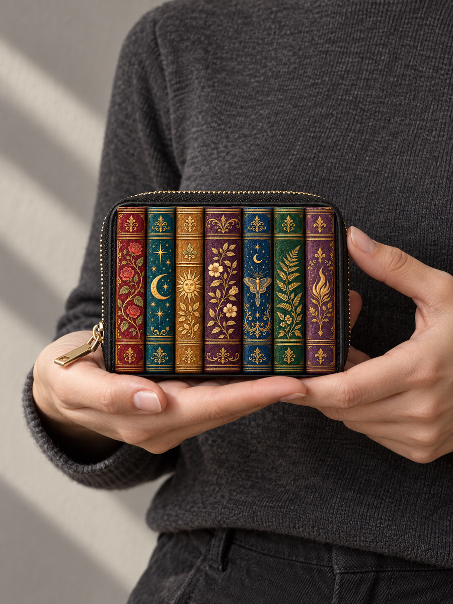 "The Gilded Shelf" Book Spines Mini Wallet
