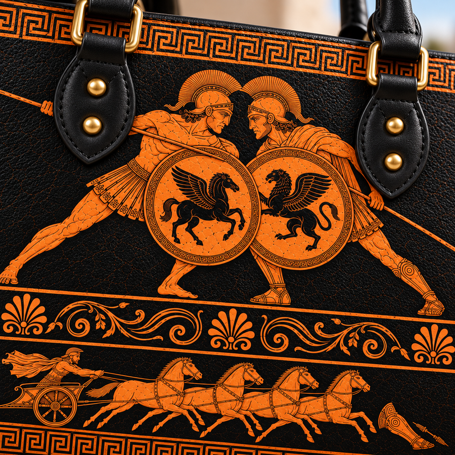 "The Iliad" Art Edition Leather Handbag