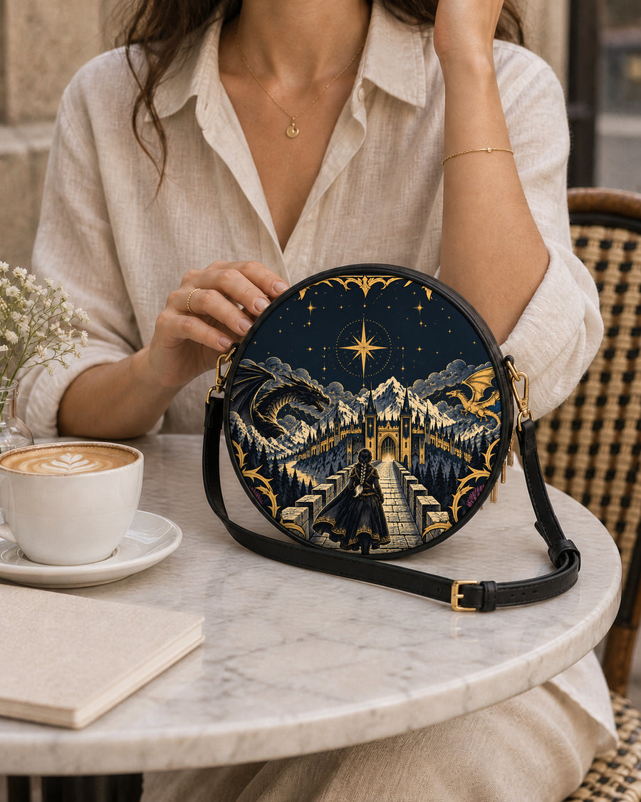 "The Parapet" Starlit Dragons Circle Crossbody Bag