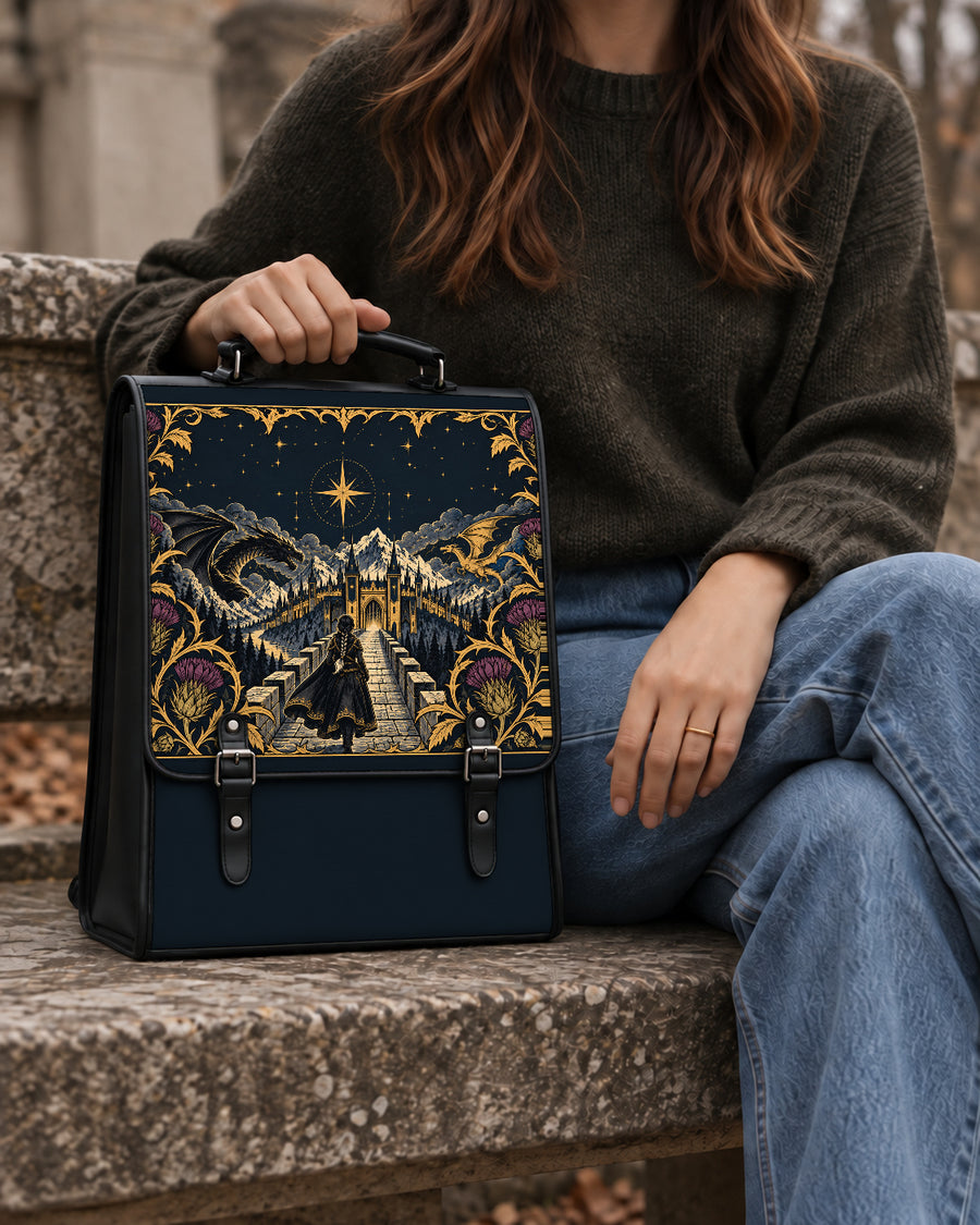 "The Parapet" Starlit Dragons Leather Backpack