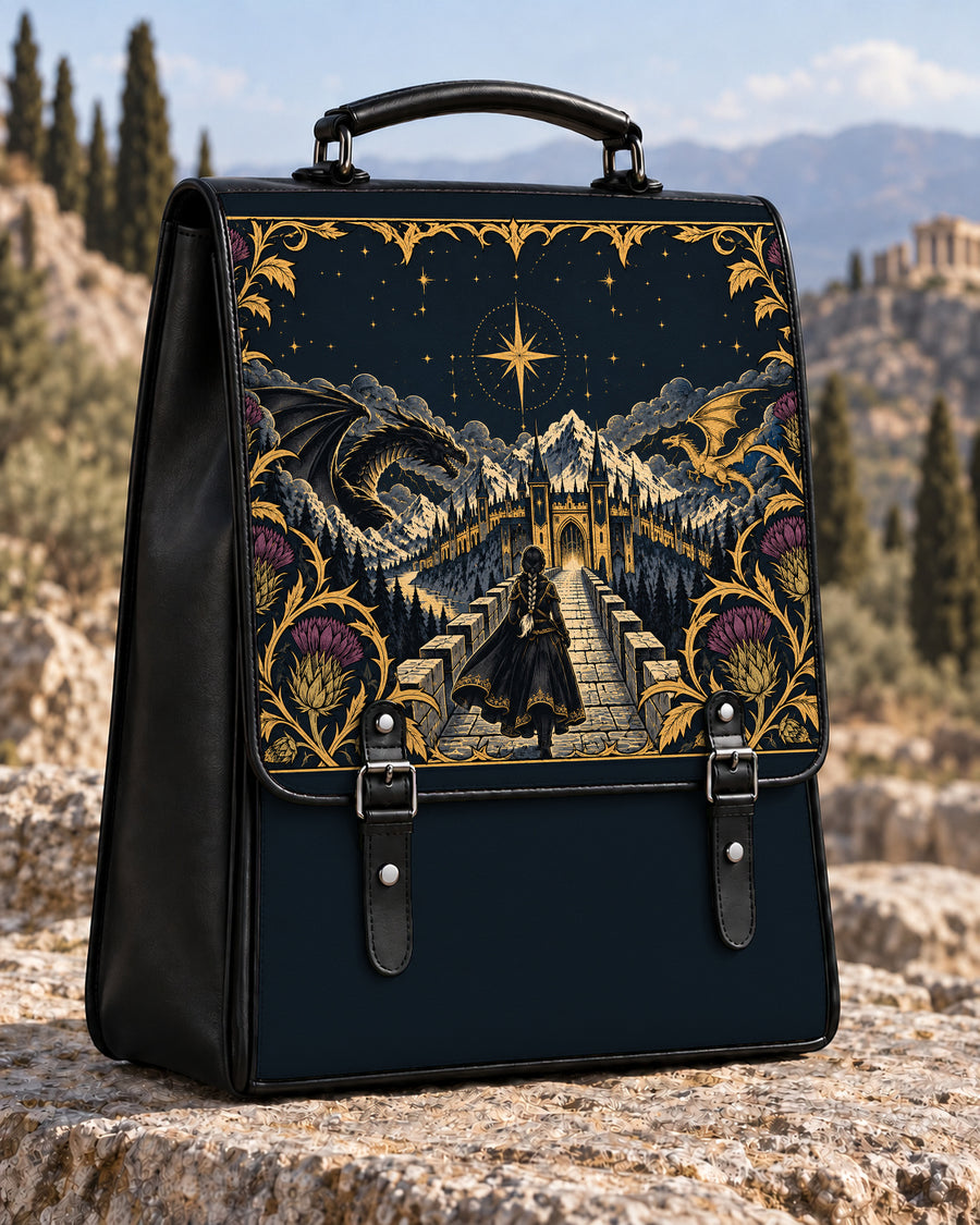 "The Parapet" Starlit Dragons Leather Backpack
