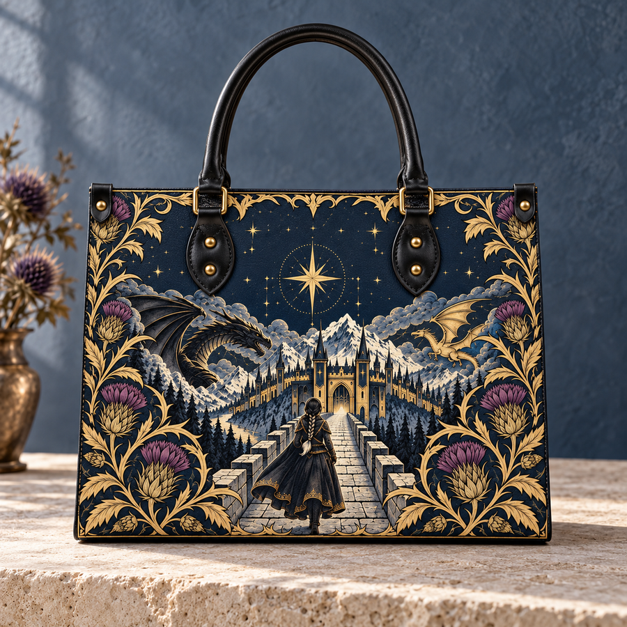 "The Parapet" Starlit Dragons Leather Handbag