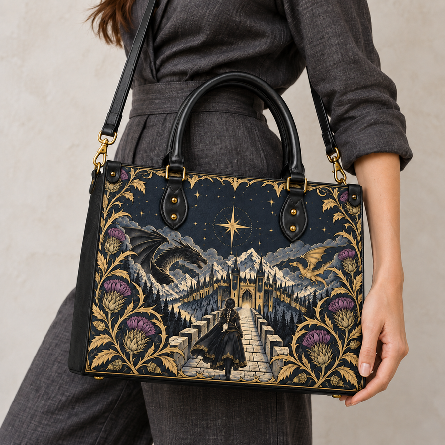 "The Parapet" Starlit Dragons Leather Handbag