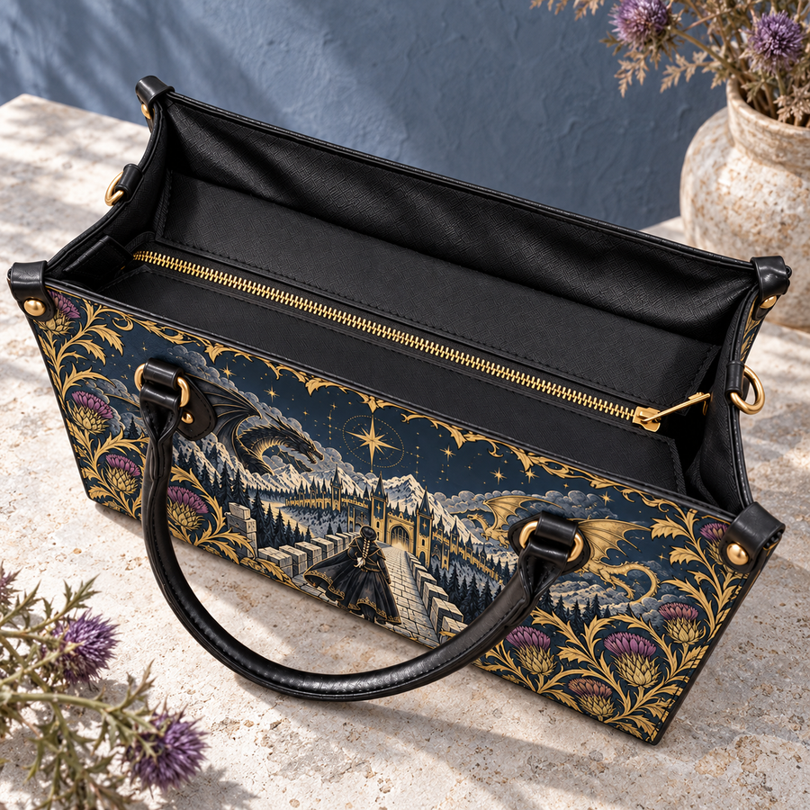 "The Parapet" Starlit Dragons Leather Handbag