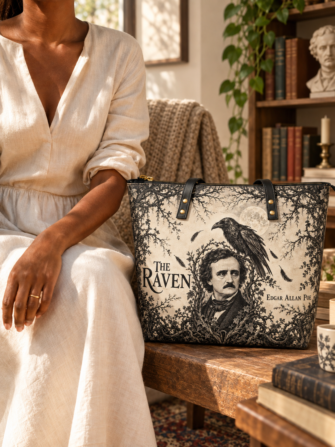 "The Raven" Leather Tote Bag