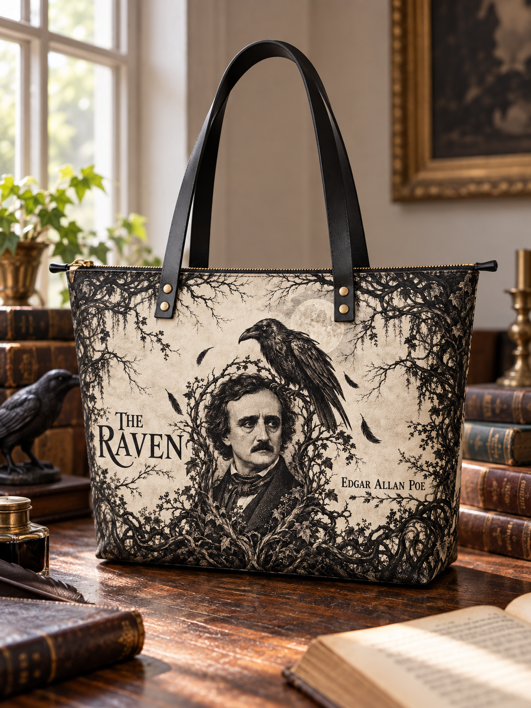 "The Raven" Leather Tote Bag