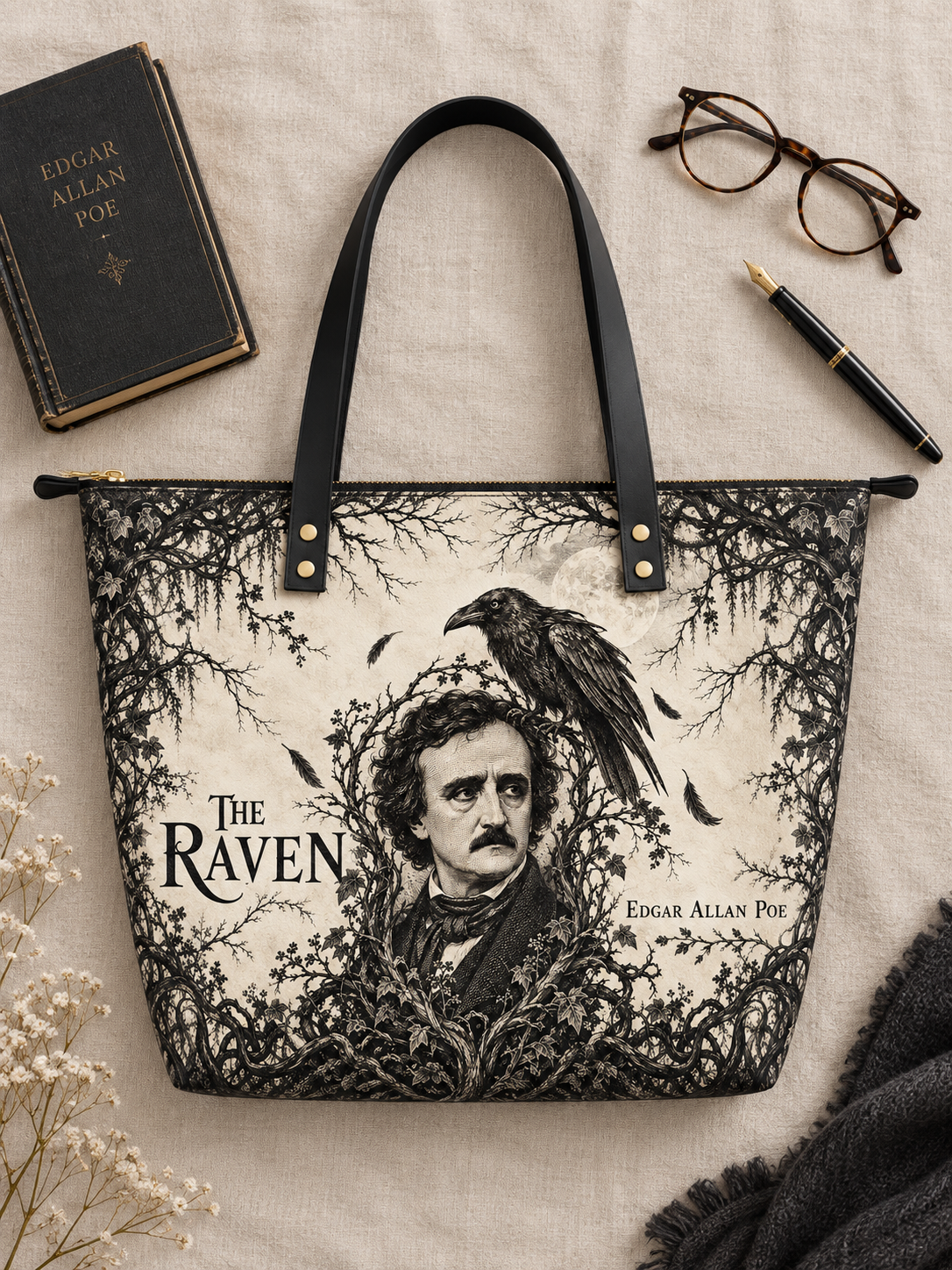 "The Raven" Leather Tote Bag