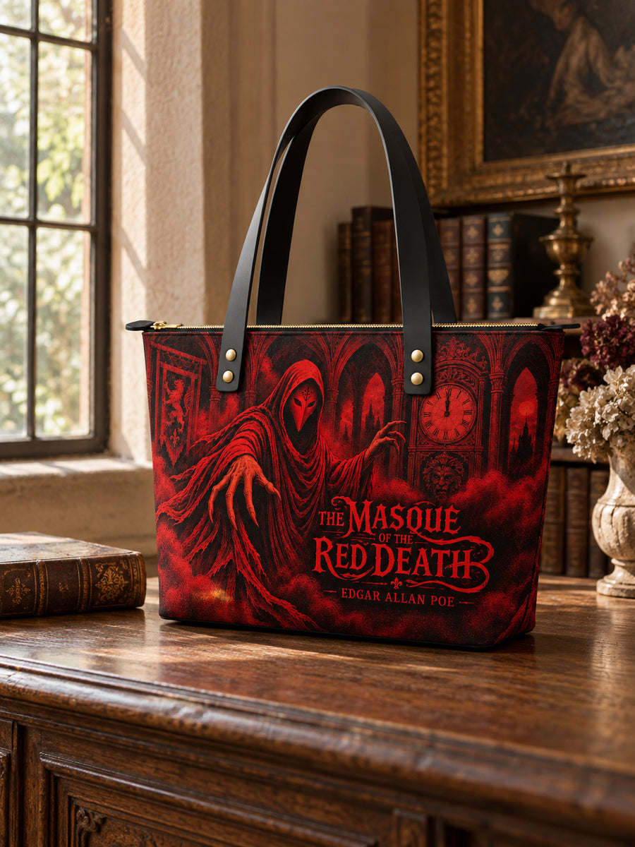 "The Masque Of The Red Death" Leather Tote Bag