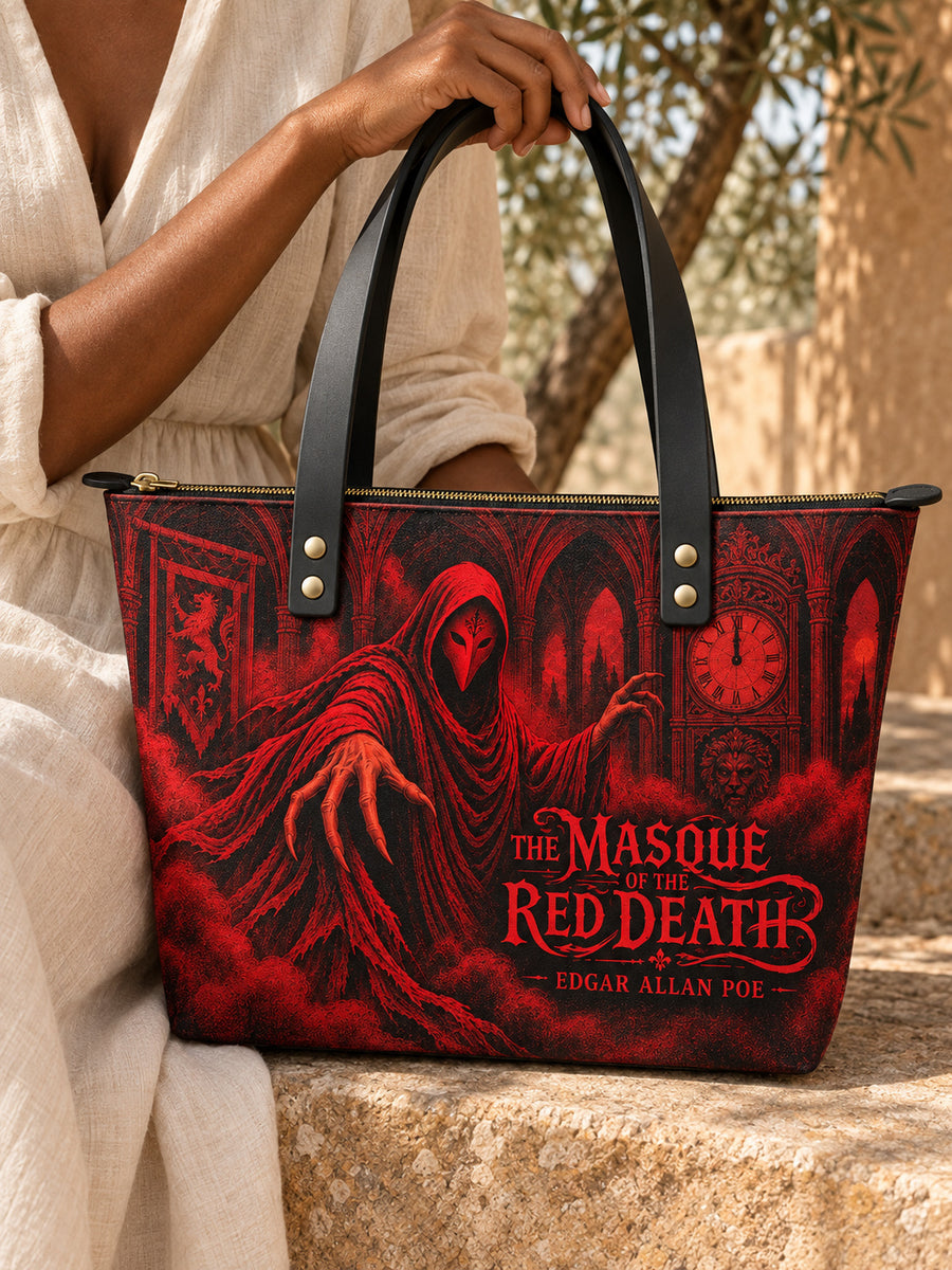 "The Masque Of The Red Death" Leather Tote Bag