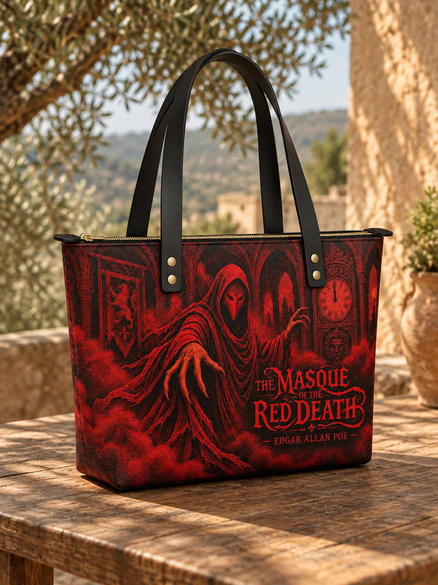 "The Masque Of The Red Death" Leather Tote Bag